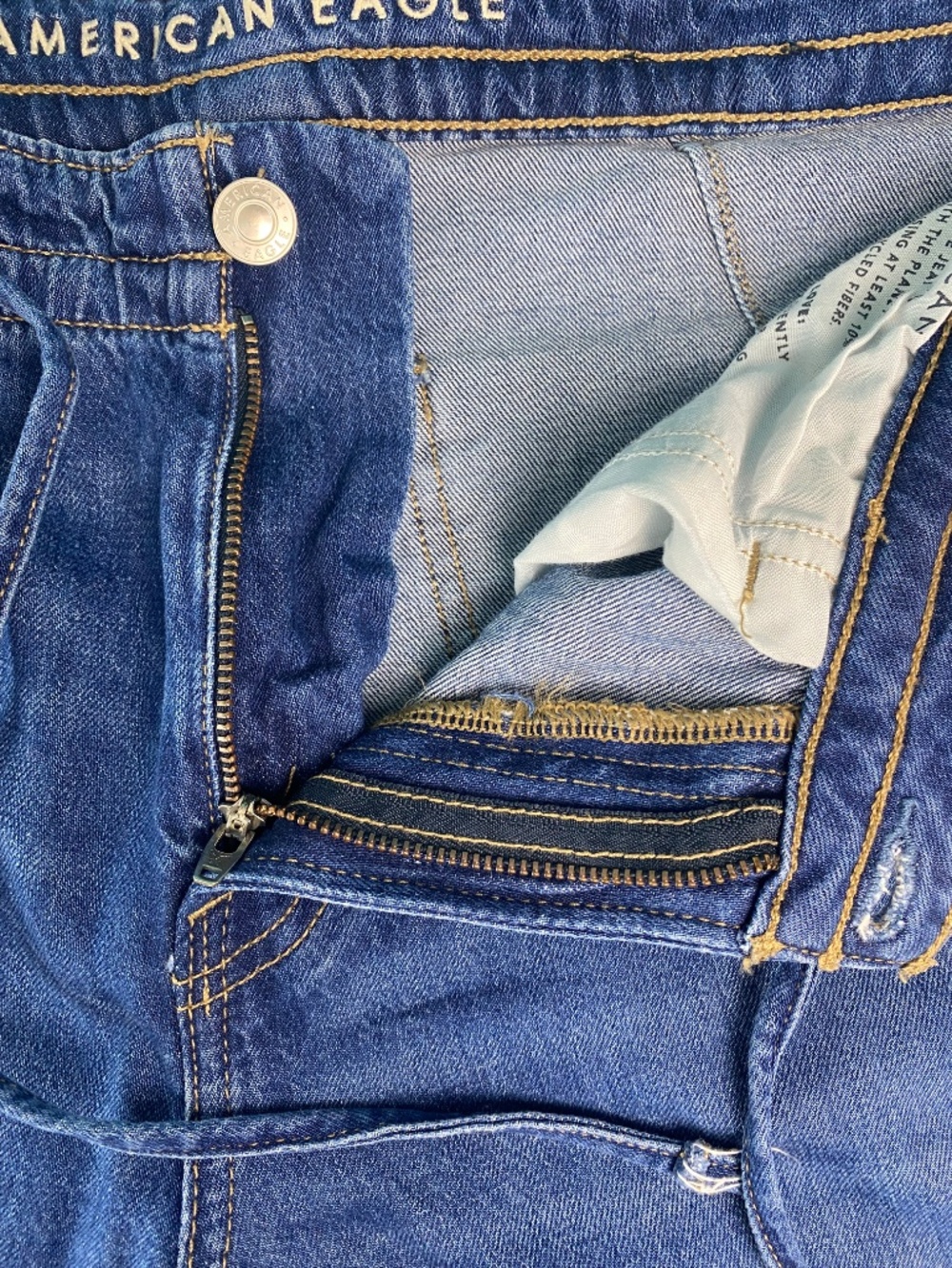 American Eagle Dreamy Drape Strigid Low Rise Wide Leg Jeans Drawstring Sz 4 Tall - Picture 4 of 8